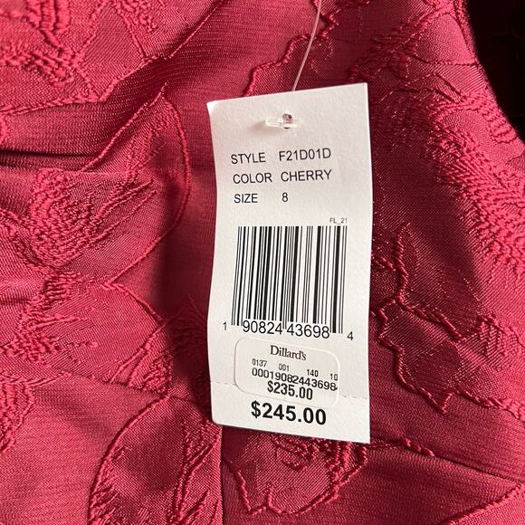 Sachin & Babi New Gabby Maroon Red Floral Jacquard Puff Sleeve Midi Dress Size 8 - Picture 14 of 14